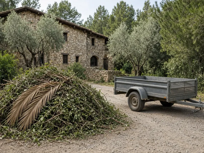 Restos de poda y ramaje acumulados tras un trabajo forestal